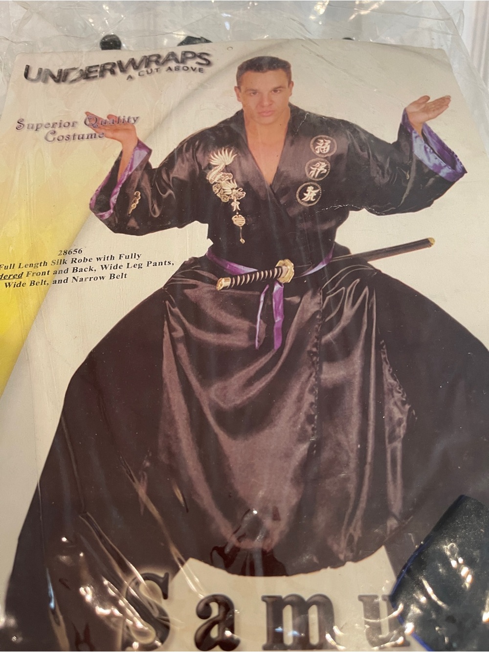 “SAMURAI” Men’s Black and Royal Blue Costume Sz: OS NIB